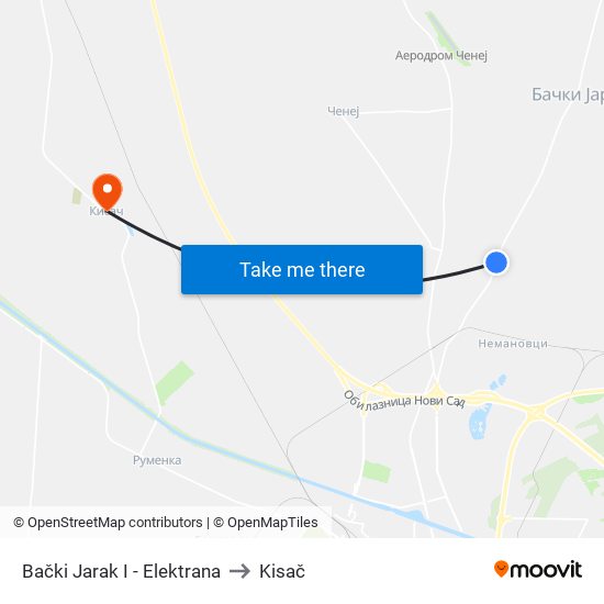 Bački Jarak I - Elektrana to Kisač map