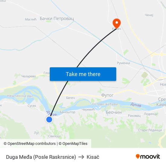 Duga Međa (Posle Raskrsnice) to Kisač map