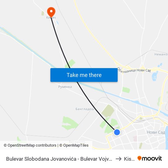 Bulevar Slobodana Jovanovića - Bulevar Vojvode Stepe to Kisač map