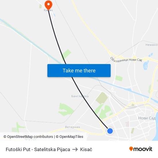 Futoški Put - Satelitska Pijaca to Kisač map