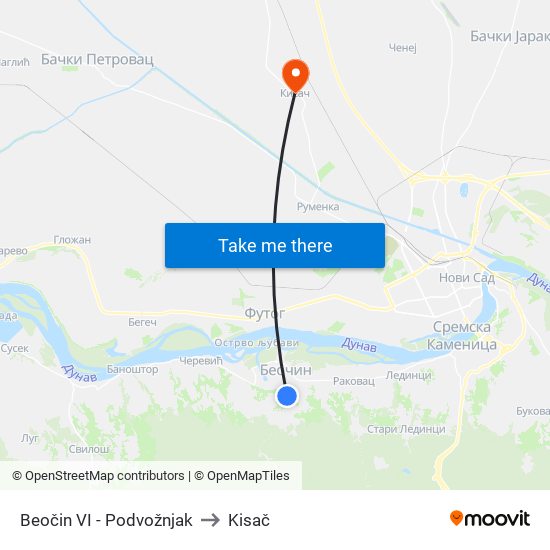 Beočin VI - Podvožnjak to Kisač map