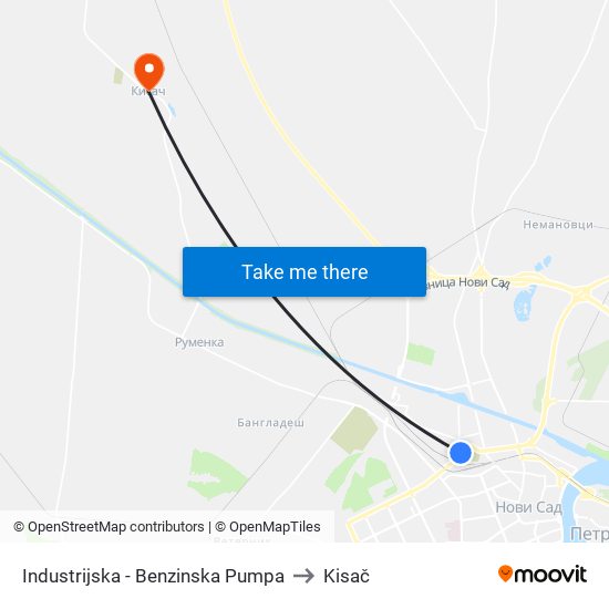 Industrijska - Benzinska Pumpa to Kisač map