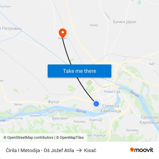 Ćirila I Metodija - Oš Jožef Atila to Kisač map