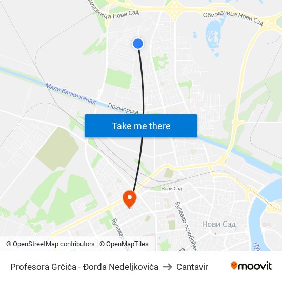 Profesora Grčića - Đorđa Nedeljkovića to Cantavir map