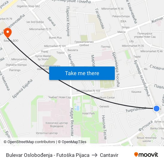 Bulevar Oslobođenja - Futoška Pijaca to Cantavir map