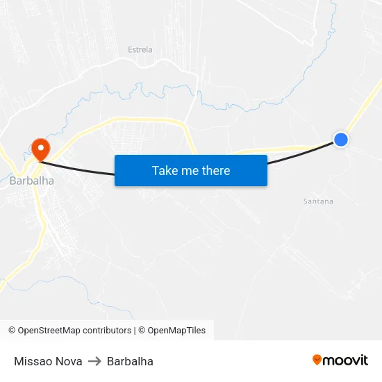 Missao Nova to Barbalha map