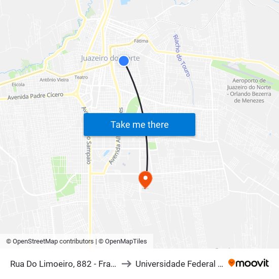 Rua Do Limoeiro, 882 - Franciscanos to Universidade Federal Do Cariri map