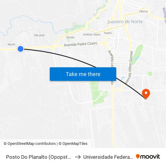 Posto Do Planalto (Opopsto)  - São José to Universidade Federal Do Cariri map