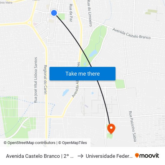 Avenida Castelo Branco | 2º Bpm - Romeirão to Universidade Federal Do Cariri map
