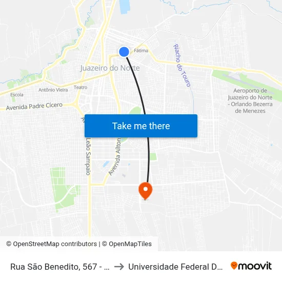 Rua São Benedito, 567 - Pio XII to Universidade Federal Do Cariri map