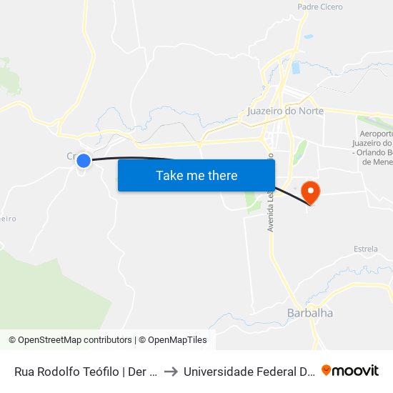 Rua Rodolfo Teófilo | Der - Centro to Universidade Federal Do Cariri map