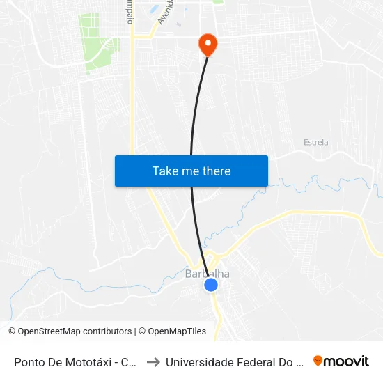 Ponto De Mototáxi - Centro to Universidade Federal Do Cariri map