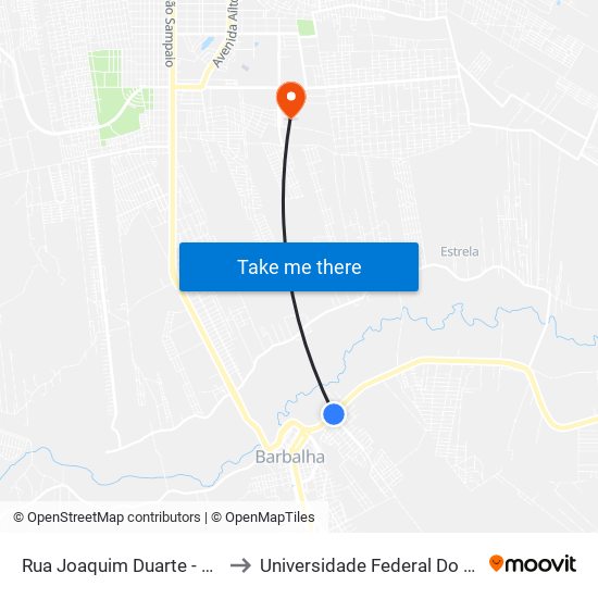 Rua Joaquim Duarte - Buriti to Universidade Federal Do Cariri map