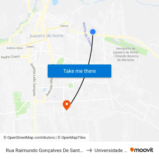Rua Raimundo Gonçalves De Santana | Ponto De Parada 01 - Aeroporto to Universidade Federal Do Cariri map