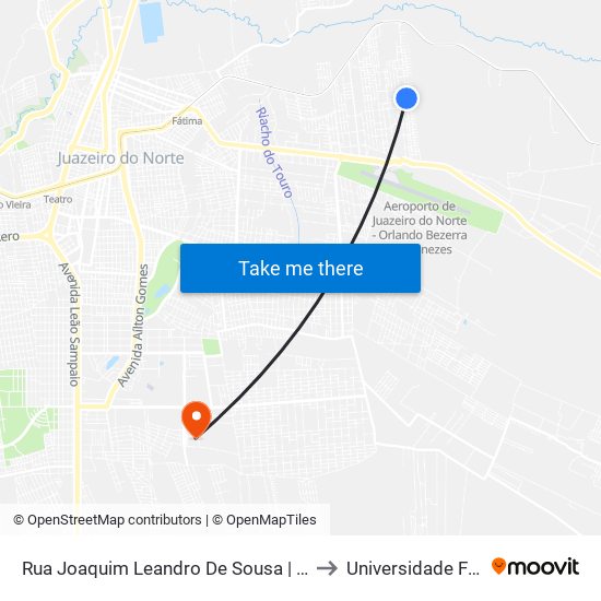 Rua Joaquim Leandro De Sousa | Capela São Bento - Aeroporto to Universidade Federal Do Cariri map