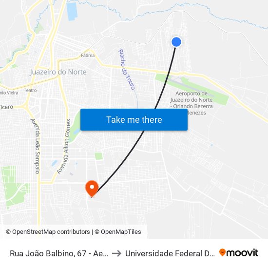 Rua João Balbino, 67 - Aeroporto to Universidade Federal Do Cariri map