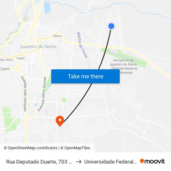 Rua Deputado Duarte, 703 - Aeroporto to Universidade Federal Do Cariri map