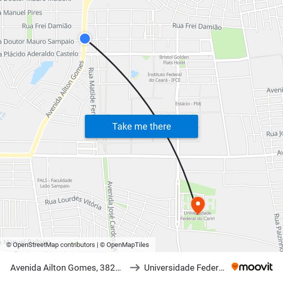 Avenida Ailton Gomes, 3825 - Lagoa Seca to Universidade Federal Do Cariri map