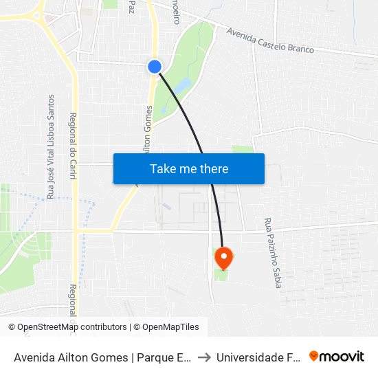 Avenida Ailton Gomes | Parque Ecológico (P02) - João Cabral to Universidade Federal Do Cariri map