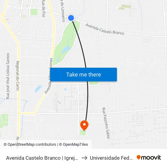 Avenida Castelo Branco | Igreja Batista - Limoeiro to Universidade Federal Do Cariri map