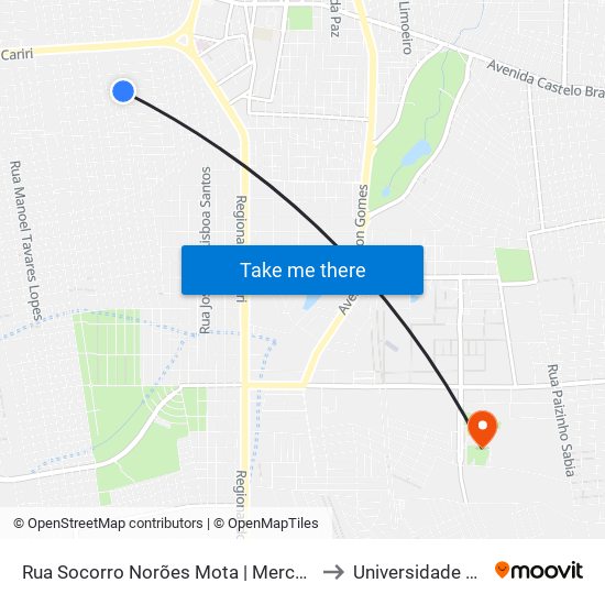 Rua Socorro Norões Mota | Mercado Monzart Cardoso - Triângulo to Universidade Federal Do Cariri map