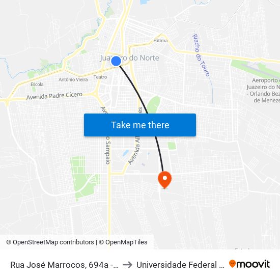 Rua José Marrocos, 694a - Salesiano to Universidade Federal Do Cariri map