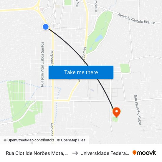 Rua Clotilde Norões Mota, 2 - Triângulo to Universidade Federal Do Cariri map