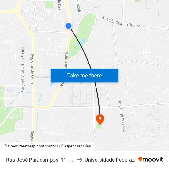 Rua José Paracampos, 11 - João Cabral to Universidade Federal Do Cariri map