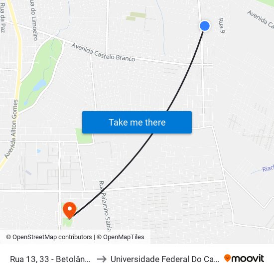 Rua 13, 33 - Betolândia to Universidade Federal Do Cariri map