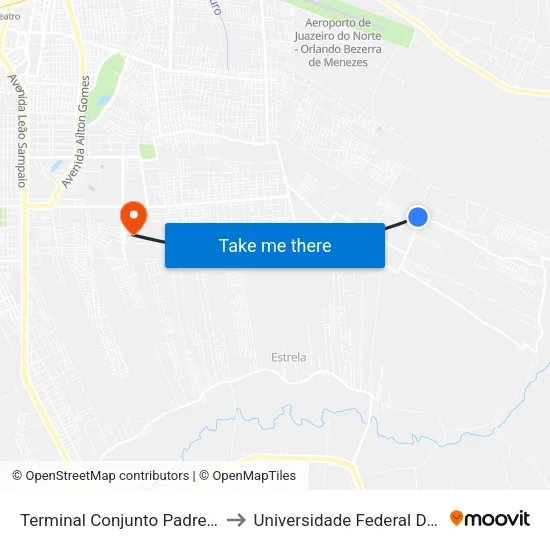 Terminal Conjunto Padre Cícero to Universidade Federal Do Cariri map