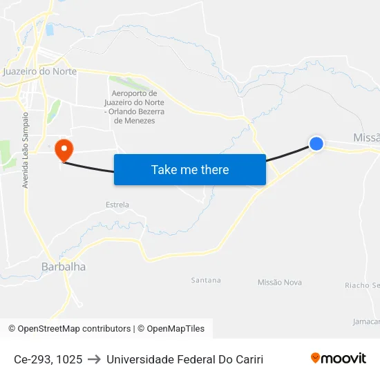 Ce-293, 1025 to Universidade Federal Do Cariri map