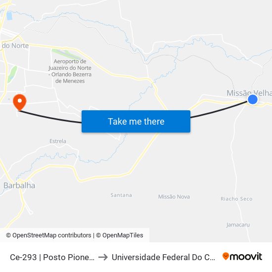 Ce-293 | Posto Pioneiro to Universidade Federal Do Cariri map