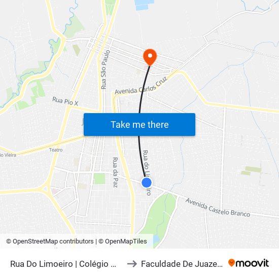 Rua Do Limoeiro | Colégio Maria Amélia - Limoeiro to Faculdade De Juazeiro Do Norte - Fjn map