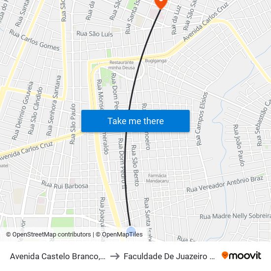 Avenida Castelo Branco, 1407 - Pirajá to Faculdade De Juazeiro Do Norte - Fjn map