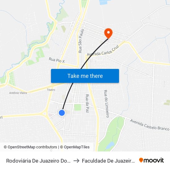 Rodoviária De Juazeiro Do Norte - Romeirão to Faculdade De Juazeiro Do Norte - Fjn map