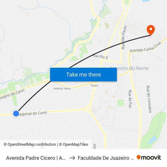 Avenida Padre Cícero | Assai - São José to Faculdade De Juazeiro Do Norte - Fjn map