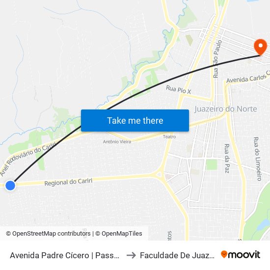 Avenida Padre Cícero | Passarela São José - São José to Faculdade De Juazeiro Do Norte - Fjn map
