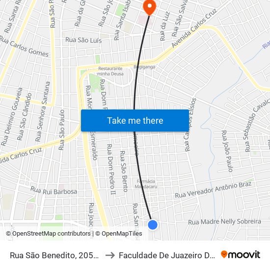 Rua São Benedito, 2057 - Limoeiro to Faculdade De Juazeiro Do Norte - Fjn map