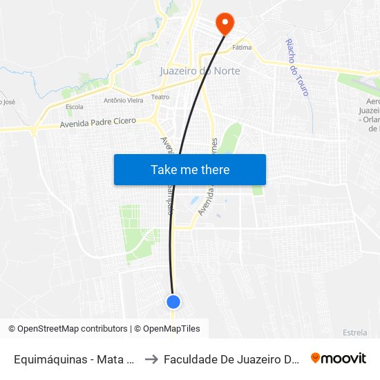 Equimáquinas - Mata Dos Dudas to Faculdade De Juazeiro Do Norte - Fjn map