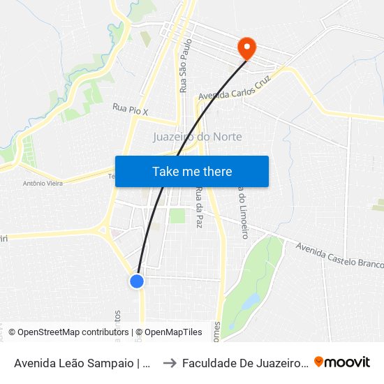 Avenida Leão Sampaio | Der - João Cabral to Faculdade De Juazeiro Do Norte - Fjn map