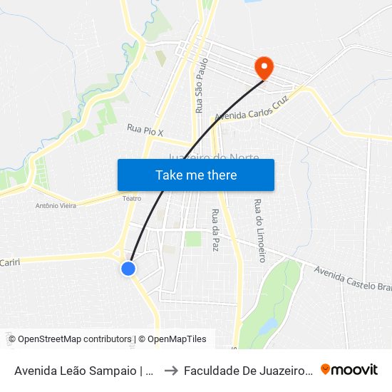 Avenida Leão Sampaio | Urca - Romeirão to Faculdade De Juazeiro Do Norte - Fjn map