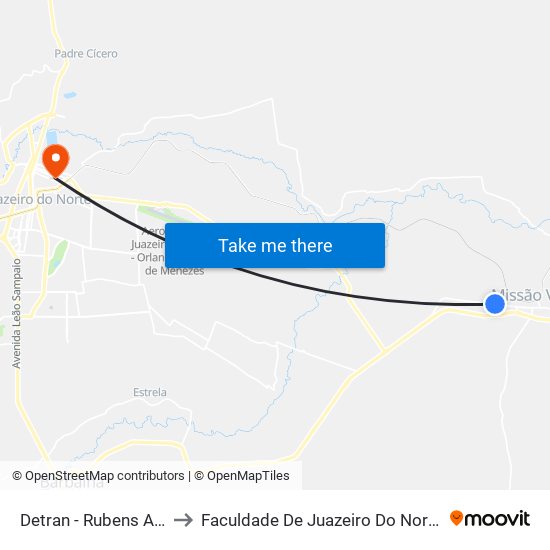 Detran - Rubens Arrais to Faculdade De Juazeiro Do Norte - Fjn map
