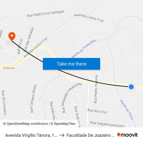 Avenida Virgílio Távora, 1900 - Aerporto to Faculdade De Juazeiro Do Norte - Fjn map