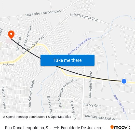 Rua Dona Leopoldina, Sn - Aeroporto to Faculdade De Juazeiro Do Norte - Fjn map