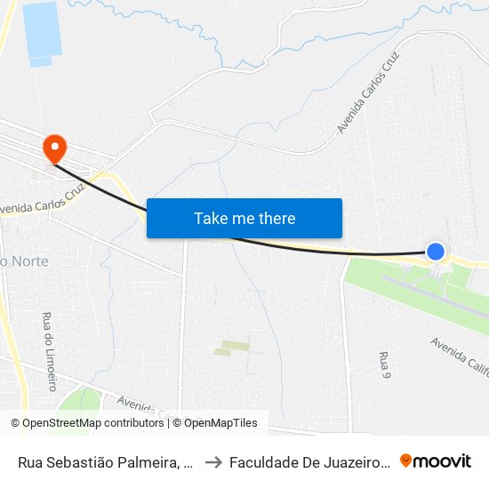 Rua Sebastião Palmeira, 479 - Aeroporto to Faculdade De Juazeiro Do Norte - Fjn map