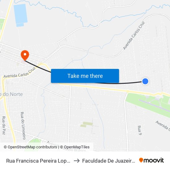 Rua Francisca Pereira Lopes, 61 - Aeroporto to Faculdade De Juazeiro Do Norte - Fjn map