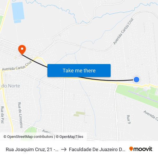 Rua Joaquim Cruz, 21 - Aeroporto to Faculdade De Juazeiro Do Norte - Fjn map