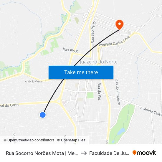 Rua Socorro Norões Mota | Mercado Monzart Cardoso - Triângulo to Faculdade De Juazeiro Do Norte - Fjn map