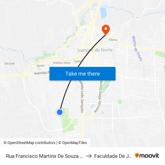 Rua Francisco Martins De Souza | Espaço Bela Vista Eventos - Frei Damião to Faculdade De Juazeiro Do Norte - Fjn map