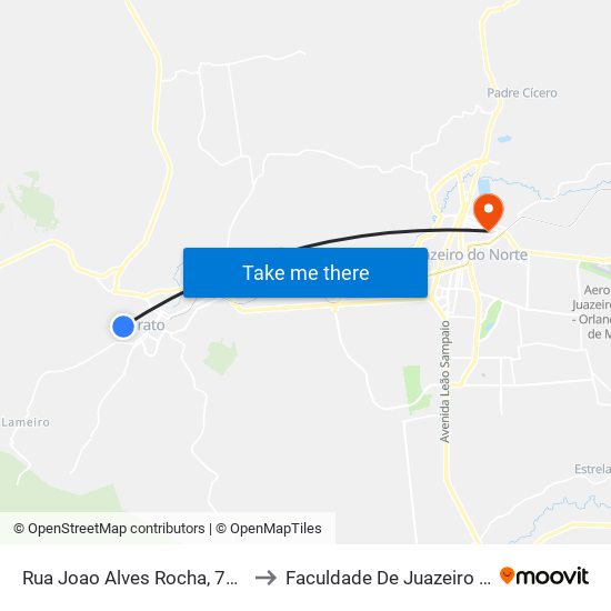 Rua Joao Alves Rocha, 728 - Novo Crato to Faculdade De Juazeiro Do Norte - Fjn map